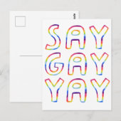 Carte Postale DIRE GAY YAY Colorful Rainbow (Devant / Derrière)