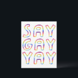 Carte Postale DIRE GAY YAY Colorful Rainbow<br><div class="desc">Ajoutez votre propre texte ou utilisez-le en tant qu'art mural dans un cadre ou collé à un corkboard. Serait amusant pour un message de soutien, une chambre, comme carte postale d'anniversaire, ou pour égayer la journée de quelqu'un! Vous pouvez choisir vous-même une couleur arrière - plan. Consultez ma boutique pour...</div>