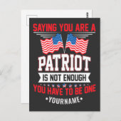 Carte Postale Dire que vous êtes un patriote ne suffit pas (Devant / Derrière)