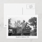 Carte Postale Direction Californie, années 1930 (Devant / Derrière)