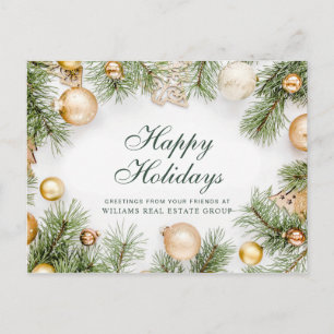 Carte Postale Direction des cônes de pin de Noël Salutation rust