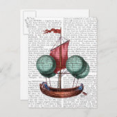 Carte Postale Dirigeable chaud de ballon à air avec la voile (Devant / Derrière)