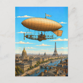 Carte Postale Dirigeable de Santos-Dumont au-dessus de Paris