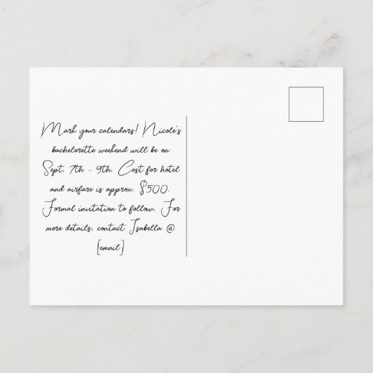 Carte Postale Disco Bachelorette Party Week-end Enregistrer La D (Dos)