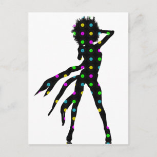 Carte Postale Disco danse fille silhouette avec Afro