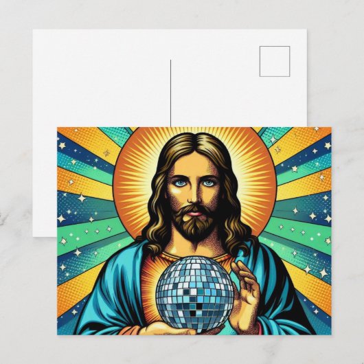 Carte postale disco Jésus ! (Devant / Derrière)