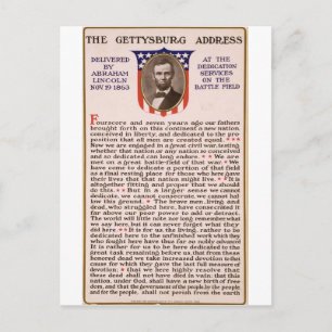 Carte Postale Discours de Gettysburg par Abraham Lincoln 1863