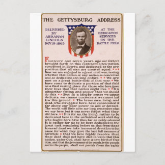 Carte Postale Discours de Gettysburg par Abraham Lincoln 1863