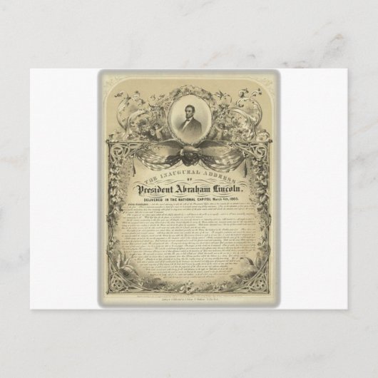 Carte Postale Discours inaugural du président abe lincoln (Devant)