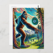 Carte Postale Disk Golf Bigfoot dans les bois (Devant / Derrière)