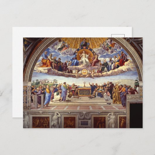 Carte Postale Disputation du Saint Sacrement par Raphael (Devant / Derrière)