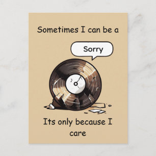 Carte Postale Disque Cassé Drôle Désolé Parce Que Je Me Soucie D