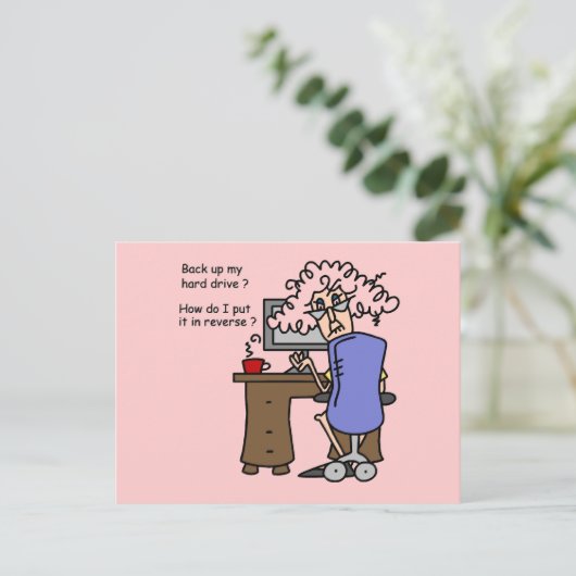 Carte Postale Disque Dur Sauvegarde Humoristique (Debout devant)