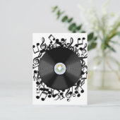 Carte Postale Disque vinyle ancien et notes de musique (Debout devant)