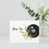 Carte Postale Disque Vinyle,  Musique Oldies Rustique, fleurs (Debout devant)