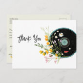 Carte Postale Disque Vinyle,  Musique Oldies Rustique, fleurs (Devant / Derrière)