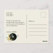 Carte Postale Disque Vinyle,  Musique Oldies Rustique, fleurs (Dos)