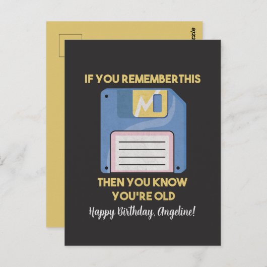 Carte Postale Disquette : si vous vous en souvenez, vous êtes vi (Devant / Derrière)