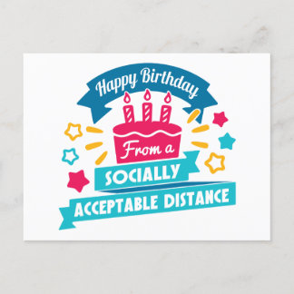 Carte Postale Distance d'anniversaire socialement acceptable