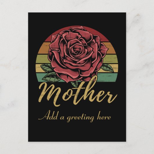 Carte Postale Distante Retro Sunset Rose rouge Mère (Devant)