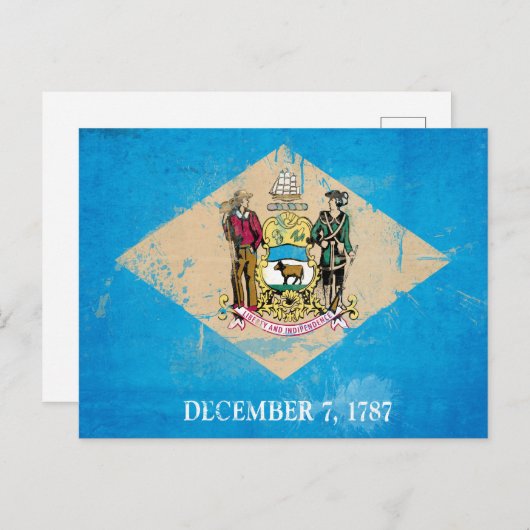 Carte Postale Distorsion du drapeau Delaware (Devant / Derrière)