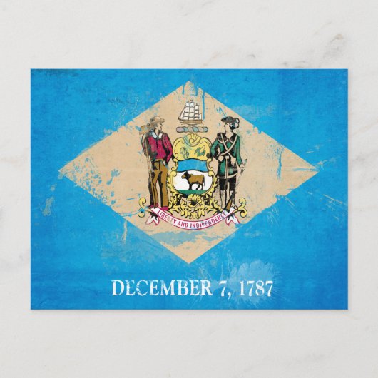 Carte Postale Distorsion du drapeau Delaware (Devant)