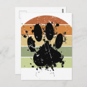 Carte Postale Distressed Paint Splatter Chien Paw Retro Sunset (Devant / Derrière)