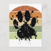 Carte Postale Distressed Paint Splatter Chien Paw Retro Sunset (Devant)