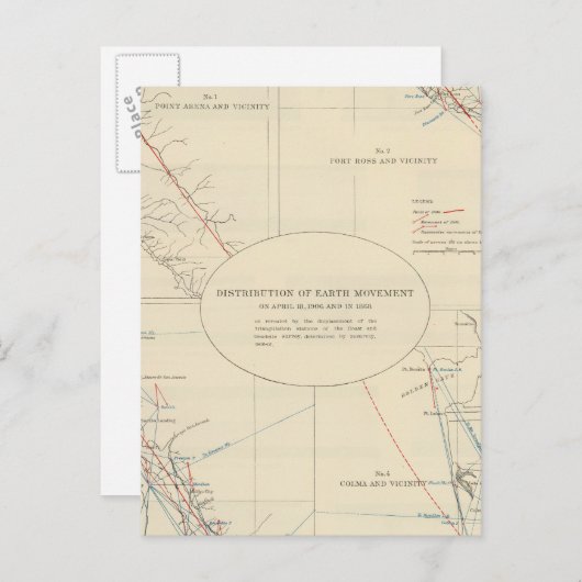 Carte Postale Distribution du mouvement terrestre en Californie (Devant / Derrière)