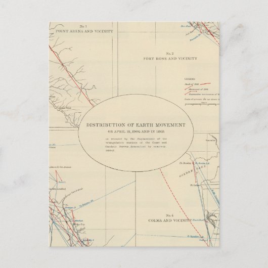 Carte Postale Distribution du mouvement terrestre en Californie (Devant)