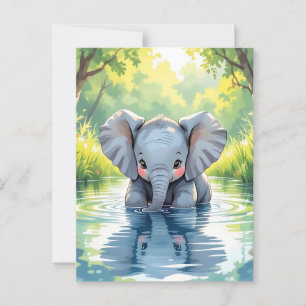 Carte Postale Dites Bonjour avec ce joli thème Eléphant