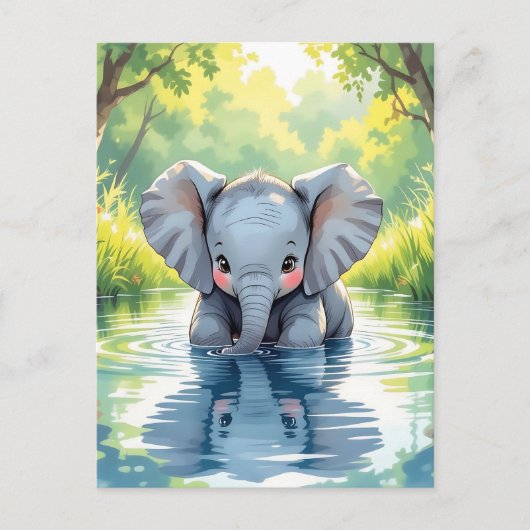 Carte Postale Dites Bonjour avec ce joli thème Eléphant (Devant)