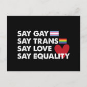 Carte Postale Dites Gay Dites Trans Dites Amour Dites Égalité Fi (Devant)