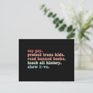 Carte Postale Dites Gay Protéger les enfants trans Lire les livr