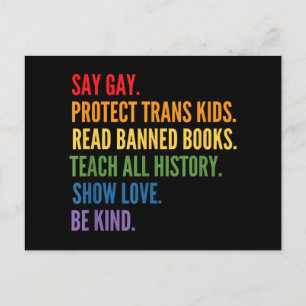 Carte Postale Dites Gay Protéger les enfants trans Lire Livres i
