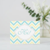 Carte Postale Dites Hi Yellow Aqua Fun Zig Zag Pastel Custom (Debout devant)