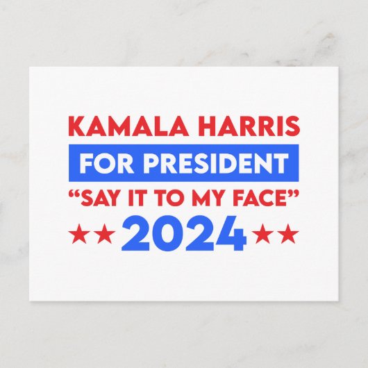 Carte Postale Dites-Le À Mon Visage Kamala Harris Pour Président (Devant)