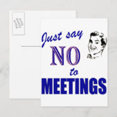 Carte Postale Dites Non Aux Réunions Drôle Office Humour (Devant / Derrière)