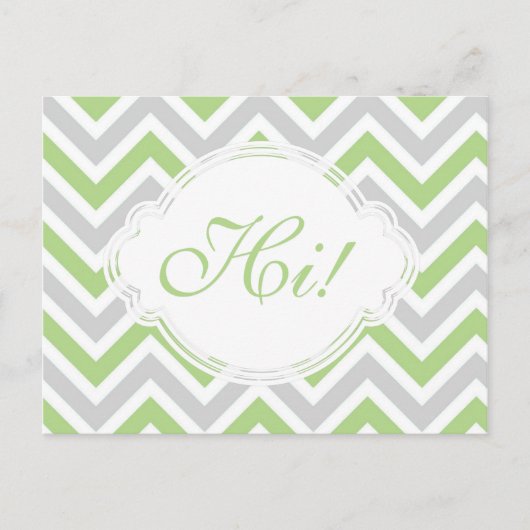 Carte Postale Dites Salut Grey Vert Fun Zig Zag Pastel Personnal (Devant)