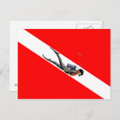 Carte Postale Diver Et Drapeau (Devant / Derrière)