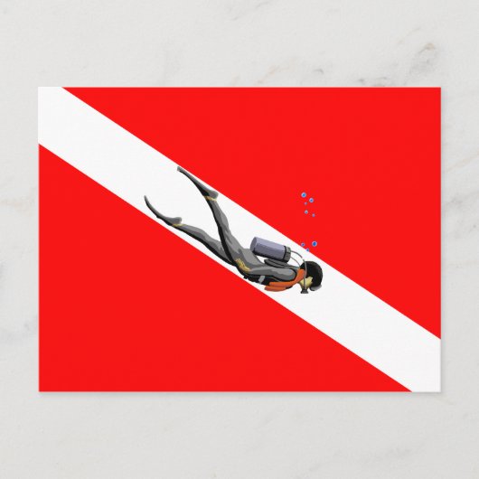 Carte Postale Diver Et Drapeau (Devant)