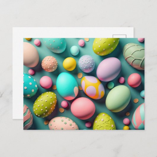 Carte Postale Divers Oeufs De Pâques Colorés (Devant / Derrière)