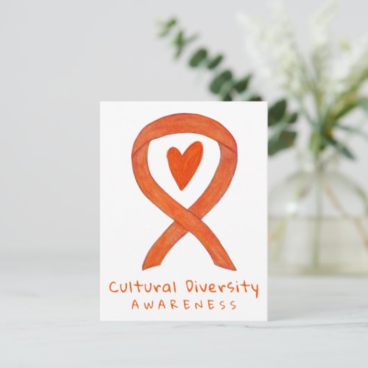 Carte Postale Diversité culturelle Orange Sensibilisation Art Ca (Debout devant)