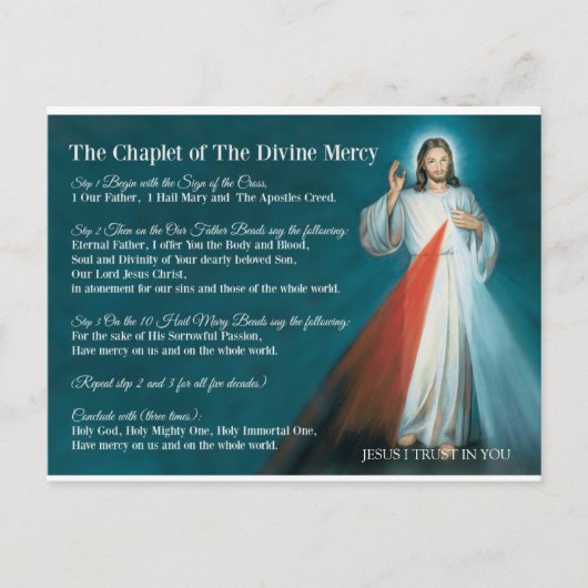 CARTE POSTALE DIVINE MERCY CHAPLET PRIÈRE (Devant)