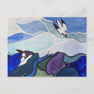 Carte Postale Diving Gannets Painting Postcard