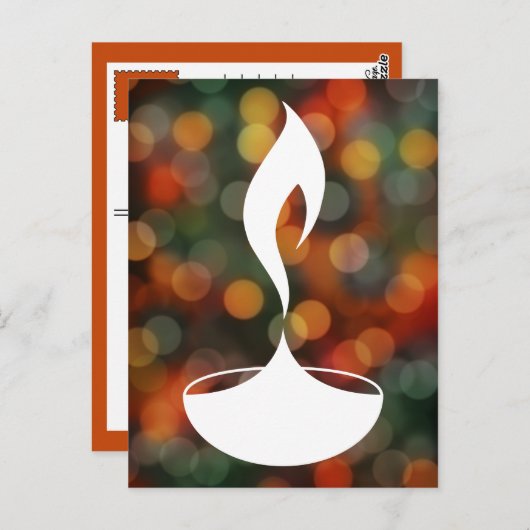 Carte Postale diwali diya bokeh lumières (Devant / Derrière)