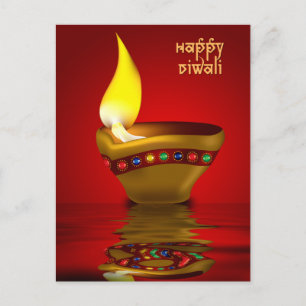 Carte Postale Diwali Diya - Illustration d'une lampe à huile