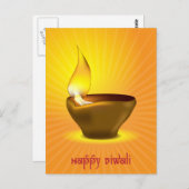 Carte Postale Diwali Diya - Lampe à huile pour la fête dipawali (Devant / Derrière)
