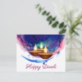 Carte Postale Diwali Diyas Blue Paint Lash (Debout devant)