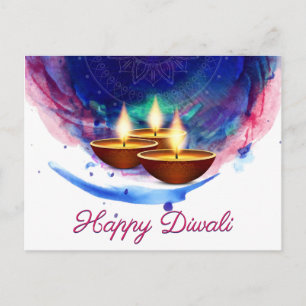 Carte Postale Diwali Diyas Blue Paint Lash